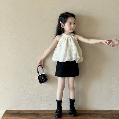 女童洋气亮片挂脖背心2025新款夏装新款宝宝气质小香风吊带上