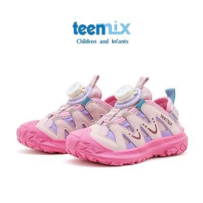 天美意中大童户外休闲鞋时尚公主风百搭轻便舒适防滑耐磨旋转纽扣