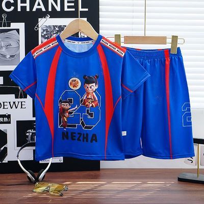 夏季2025新款男童夏装运动短袖衣服魔童哪吒套装中大童薄款两