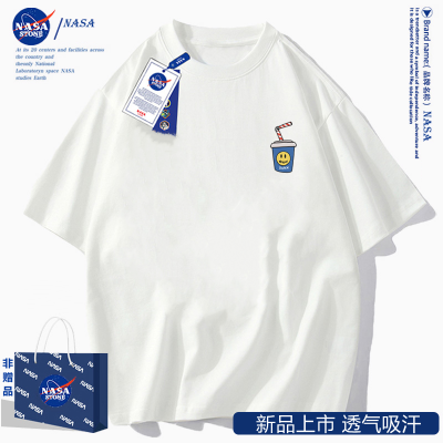 NASA MJ联名小熊纯棉男短袖T恤衫圆领情侣装男女同款青年