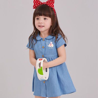 女童连衣裙夏2025年新款韩版薄牛仔短袖公主裙洋气小女孩裙子