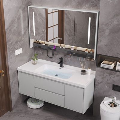 卫生间现代简约实木陶瓷一体盆智能浴室柜组合