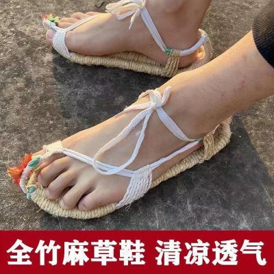 手工竹麻草鞋草编编织纯手工夏季拖鞋复古休闲男士凉鞋红军表演