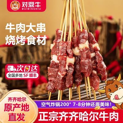 对鼎牛齐齐哈尔烤肉东北烧烤腌制牛肉串空气炸锅户外肉串半成品