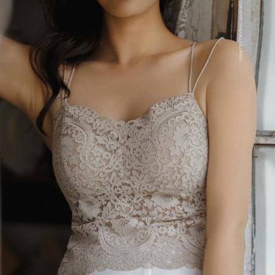 内搭长款吊带美背度假蕾丝打底带胸垫女文胸内衣背心外穿一体式