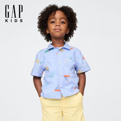 百亿补贴：Gap男幼童2025夏季新款刺绣纯棉短袖衬衫儿童装上衣美版775694 159.4元