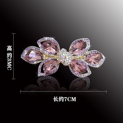 高级水晶弹簧夹头饰小号后脑勺水钻蝴蝶结发夹时尚简约马尾夹发卡