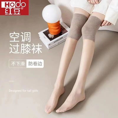 红豆春夏款女士空调护膝袜保暖不卷边防勾丝防滑护膝袜护膝裤袜