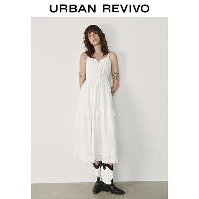 百亿补贴：UR2025春季新款女装度假风蕾丝系带吊带连衣裙UYL750001 215.4元