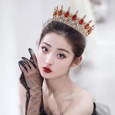 巴洛克新娘王冠婚纱头饰成人礼演出公主水钻奢华女王生日圆形