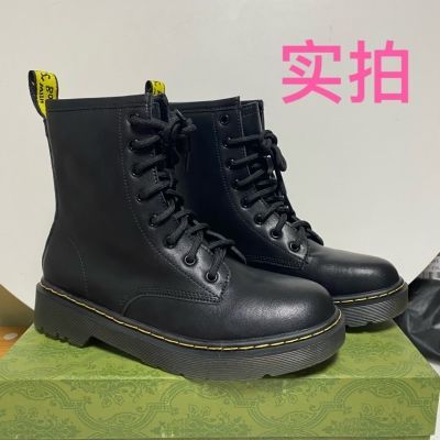 厚底马丁新款英伦风圆头八孔系带单靴新中式女靴子