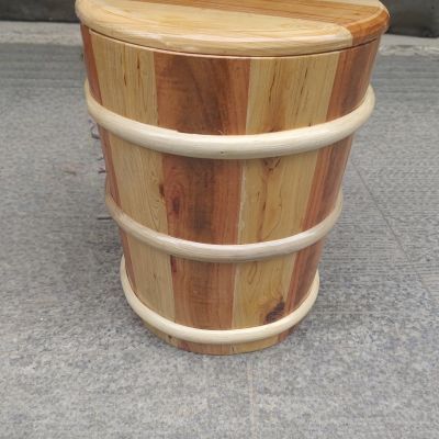 糌粑桶圆形酸奶桶实木桶木质米桶家用米缸面粉桶挤牛奶带盖桶藏族