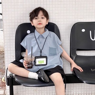男童短袖衬衫夏装2025新款儿童宽松洋气衬衣潮款男童休闲帅气
