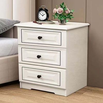 实木三抽轻奢简约现代北欧床边白色小柜子卧室收纳床头柜整装
