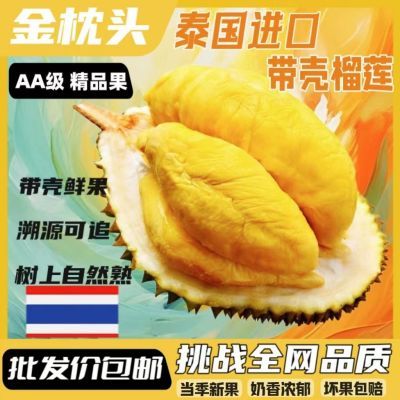 正宗泰国金枕头榴莲新鲜带壳一整个当季一整箱榴莲鲜果批发价包邮