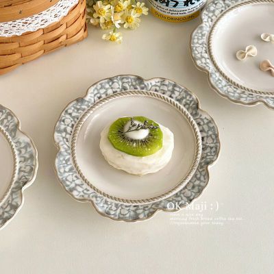 法式餐盘创意餐具花边盘子高级感下午茶点心盘陶瓷蛋糕碟甜品盘