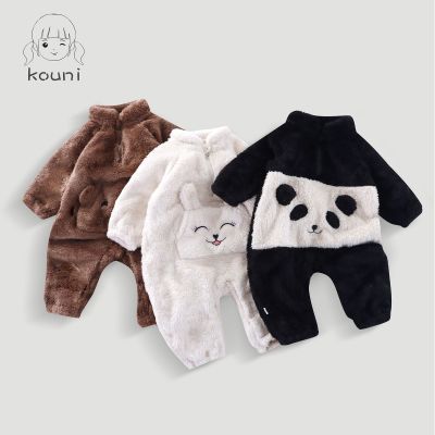 宝宝冬季连体服婴幼儿保暖家居服儿童可爱卡通睡衣新款毛绒熊猫服