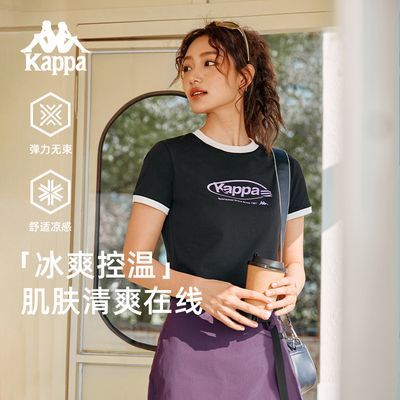 Kappa卡帕背靠背2025新款运动短袖索罗娜凉感T恤女款短款修身上衣