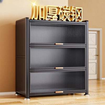 钢制鞋柜门口家用大容量防尘鞋架翻盖储物柜钢制玄关柜铁艺柜子