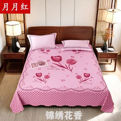 纯棉床单加厚怀旧老式大花老款花型斜纹单件双人四季通用圆角锁边