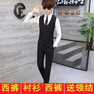 西服马甲男新款免烫男士西装马甲背心西服马夹韩版修身坎肩三件套