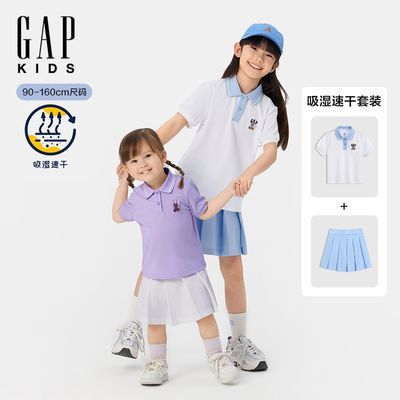 百亿补贴：Gap大小童同款女童2025夏季新款吸湿速干短袖短裙套装774580 199元