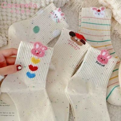 卡通袜子女短袜春夏季韩版透气ins潮可爱点子纱小兔短筒浅口船袜