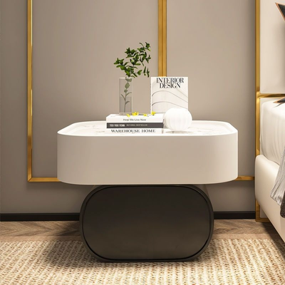 免安装床头柜弧形岩板现代简约轻奢高级感整装新款收纳储物柜