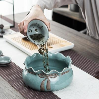 哥窑家用大号创意茶洗哥窑陶瓷功夫茶具茶道配件杯洗水盂水洗笔洗