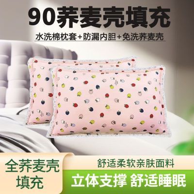 全荞麦壳枕头成人家用学生宿舍护颈椎夏天儿童枕头荞麦壳枕芯枕头