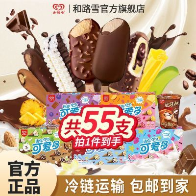【55支】和路雪全家桶冰淇淋梦龙千层雪奶昔杯迷你可爱多甜筒家庭