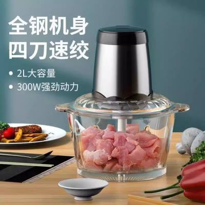 家用绞肉机辅食机蒜泥搅拌机老年人胡萝卜玻璃杯打碎肉机一机三用