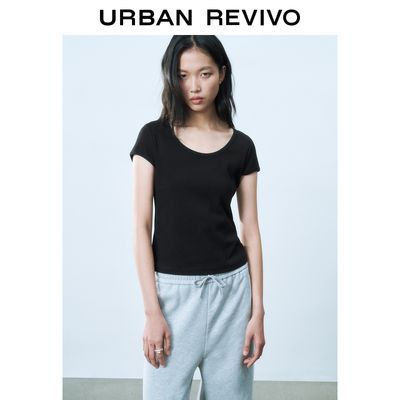 百亿补贴：UR春季新款女装时尚休闲百搭修身短款短袖T恤UWB450017 79元