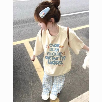 复古字母印花设计感短袖t恤女夏季2025新款百搭休闲宽松ins上衣服