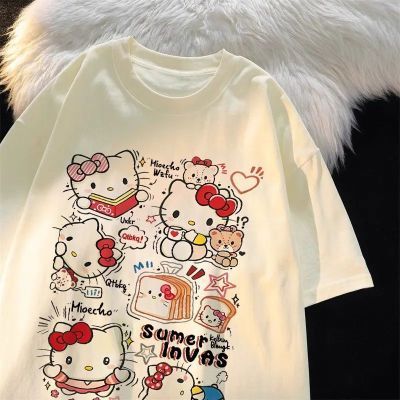 可爱甜酷HelloKitty卡通印花短袖t恤闺蜜装休闲夏季潮流ins上衣女