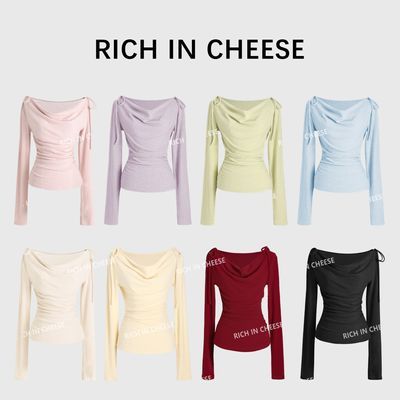 百亿补贴：RICHINCHEESE 春日韩味 舒胡蕾荡领针织上衣气质长袖女抽绳百搭【15天内发货】 74元