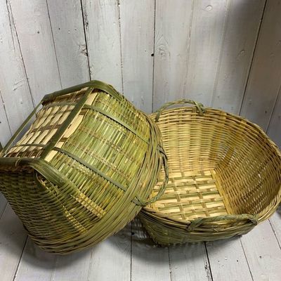 竹编收纳鸡蛋筐米筐竹继箩鸡蛋箩杂物箩手工编织篮子罗筐