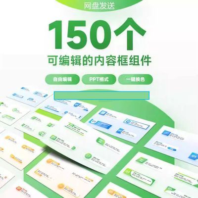 150个PPT内容框组件可编辑PPT模板ppt美化排版设计模板素材