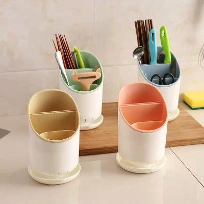 塑料沥水筷子桶家用创意筷笼厨房勺子收纳架筷筒餐具收纳盒筷子篓【4天内发货】