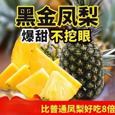 云南牛奶黑金钻凤梨大果整箱批发新鲜水果玻璃凤梨特大手撕凤梨