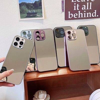 金属漆镜面iPhone16Promax手机壳15全包14防摔13化妆镜12口红11女