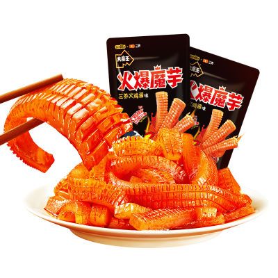 盐津铺子三养火鸡面酱味大魔王火爆魔芋丝小零食小吃辣素毛肚sy