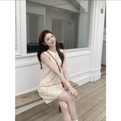 【甜心波点】法式小立领设计感气质百搭波点背心连衣裙