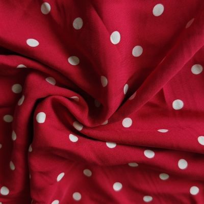 夏季棉绸印花人造棉波点不透面料圆点服装连衣裙春夏布料服装面料