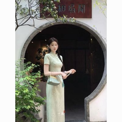 新中式国风EIA一尧【袅袅江南】复古温婉旗袍连衣裙女夏气质长