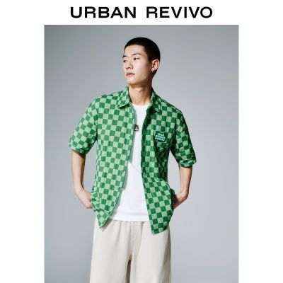 百亿补贴：UR2025春季新款男装潮流格子印花章仔短袖开襟衬衫UMV250001 143元