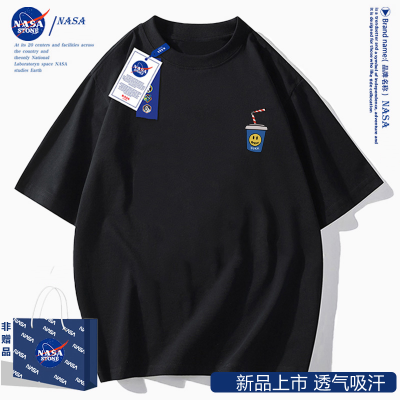 NASA MJ联名小熊纯棉男短袖T恤衫圆领情侣装男女同款青年