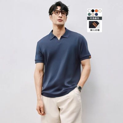 美式海鸥领夏季冰丝凉感男士翻领针织POLO衫商务休闲短袖保罗