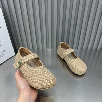 亚麻浅口单鞋女2025春夏新款透气舒适软底圆头一字扣带百搭懒人鞋