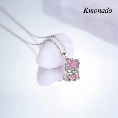百亿补贴：Kmonado粉色项链锆石小众设计甜美锁骨爆款微镶四叶草时尚项链 28.5元